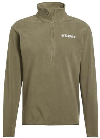 adidas Men's Terrex Multi Essentials Half Zip Fleece Jacket, Olive strata, S