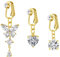 NIUSIMAN faux piercing nombril acier chirurgical Piercing nombril pendentif or long 3 pièces Piercing nombril coeur papillon Clip piercing faux nombril Papillon Non Piercing