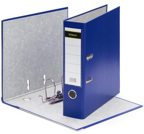MIDORI Ordner PP-Color aus Kunststoff | Aktenordner 8 cm breit im DIN A4 Format in Breit AO Blau | Breiter Briefordner Ringordner mit austauschbarem Rückenschild