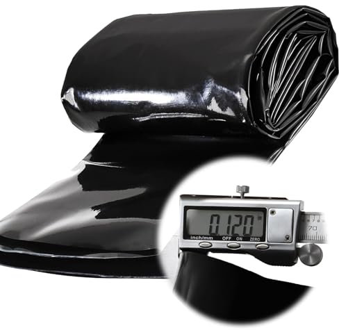 5x4 6x10 5x8 3x5 4x6.0m Bâche D'étang en HDPE Noir Revêtement Étanche Extérieur Membrane renforcée de Jardin Liner de Pliable Épaisseur 0.12mm pour Fontaine Cascade Piscine Aménagement Paysager(Taille