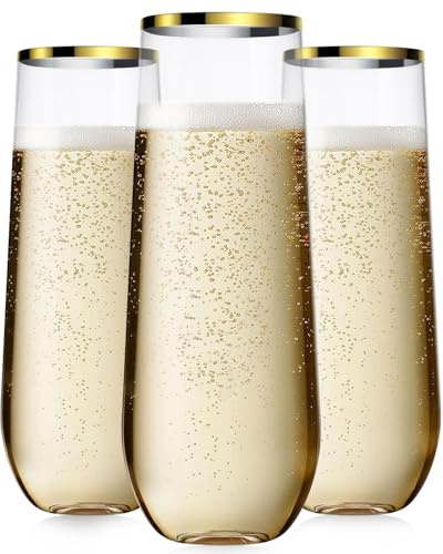 24 Pack Plastic Champagne Flutes, 9 Oz Disposable Wine Mimosa Glasses