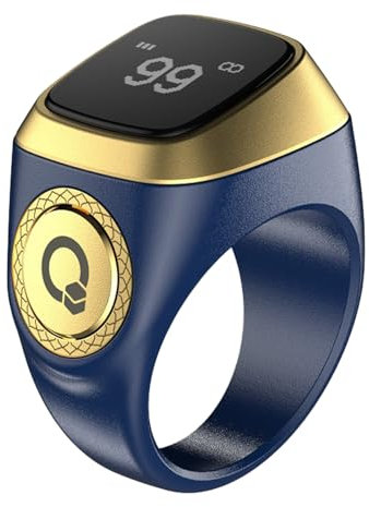 Al salama Smart Tasbih Zikr Ring, 20mm Muslim Digital Azan Wecker, Tasbih Zähler Smart Ring (Blau)