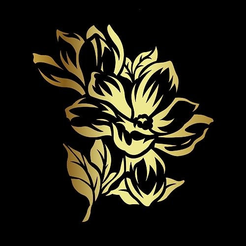 14,4x13,2CM Autoaufkleber Aufkleber Vinyl Reflektierende Blumen Autozubehör(Chrome Gold)