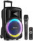 Fenton FT10LED MK2 10 Portable PA System with Wireless UHF Microphone, Bluetooth Party Speaker with LED Light, USB/SD MP3 Playback, Rechargeable Battery & Wheels, 450W