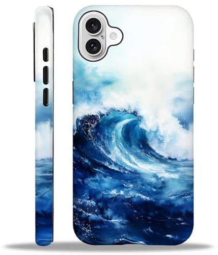 artslion pour la Coquille iphone 16 6,1 Pouces,Vague océanique modèle Etui pour téléphone Portable Design élégant résistant aux Rayures