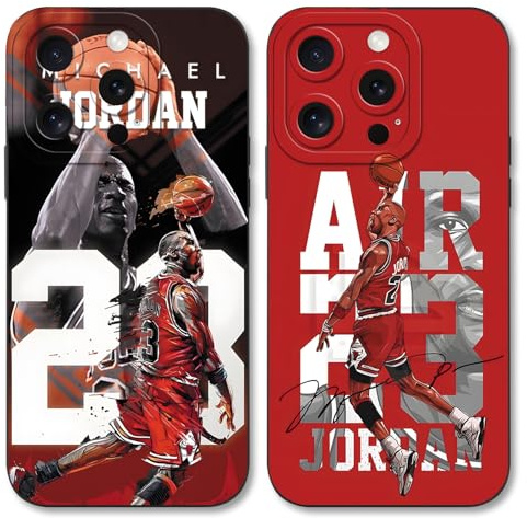Yimctoie 2 Stück Cool Basketball Handyhülle für iPhone 14 Pro Max Hülle 6,7,Sport Star 24 23 Muster Case für Fans,Dünn Slim Design Schutzhülle Stoßfest Anti-Kratz,Black