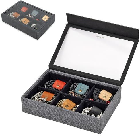 MITER Tragetasche für FiiO iBasso Sony Shanling HiBy Cayin Astell & Kern Questyle, handgefertigte Acryl-Fenster harte Aufbewahrungsbox für IEM-Kopfhörer + Audio-Player (hellschwarzes Acryl 6