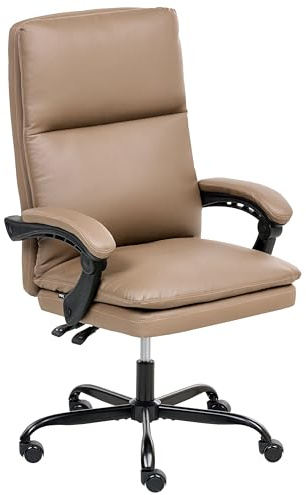 Beliani Office Executive Chair Seat Adjustment Tilt Thick Padding Faux Leather Brown Serene
