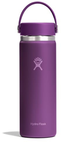 Hydro Flask Water Bottle - Insulated Stainless Steel - Wide Mouth Flex Lid, Non Spill, Leakproof and Refillable in 20 Oz Beachplum Purple
