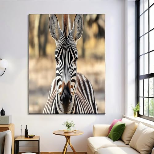 ALTCIRNMD Leinwand Kunstdruck Schwarz Und Weiß Gestreiftes Zebra dekoratives Gemälde,Wohnzimmer Sofa Hintergrund Wandbehang Gemälde Persönlichkeit Tier Wandkunst Bild Dekorative Malerei 80x120cm