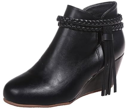 ticticlily Stiefel Damen Stiefeletten Bequeme Wildleder Winterstiefel Ankle Boots mit Keilabsatz