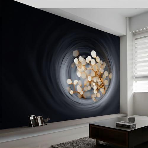 Abstrakte Kunst Fototapete Vliestapete B350 x H256 cm, Geometrisch Dunkelheit Tunnel Äste Wandkunst Tapeten Wandbilder Fototapete - XXL Moderne Wandtapete Wohnzimmer Schlafzimmer Büro Dekoration