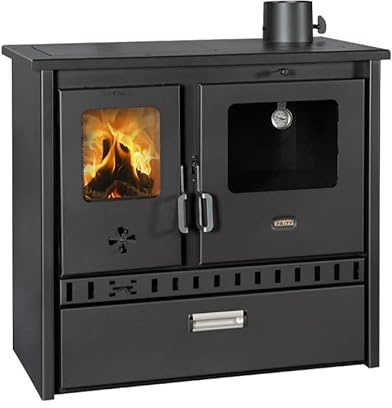 Prity 1P36D Wood Stove with Oven, Single Hob, CE Certified, Compact Solid Fuel Kitchen Stove