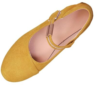 Womens Flat Pumps Dolly Dollie Ballet Ballerina Ladies Work Smart Office Back to School Formal Comfort Round Toe Slip On Flats Shoes with Buckle Strap Wide Fit