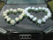 DOPPEL Herz Auto Schmuck Braut Paar Rose Deko Dekoration Autoschmuck Hochzeit Car Auto Wedding Deko Ratan (Reinweiß/Ecru)