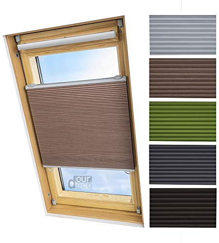 ourdeco® Universal Dachfenster Thermo-Wabenplissee/55 x 141 cm beige(Breite x Höhe)/lichtundurchlässig, verdunkelnd, Thermo- und Hitzeschutz
