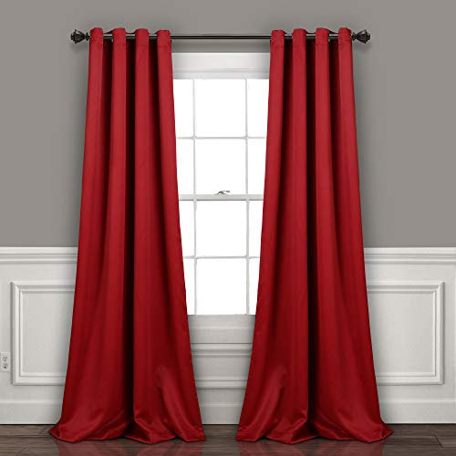 Lush Decor Paire de Rideaux occultants à Isolation Thermique avec œillets, 132,1 cm de Large x 241,3 cm de Long, Rouge