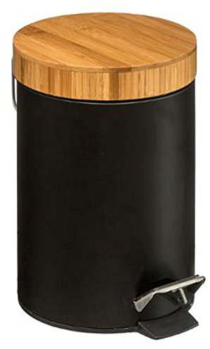 Paris Prix Five Simply Smart - Poubelle de Salle de Bain Natureo 3L Noir