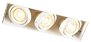 Qazqa Diseño Foco empotrado blanco orientable sin molduras 3-luces - ONEON 3 Trimless Acero Rectangular Adecuado para LED Max. 3 x 50 Watt