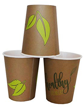 50 bicchieri di carta da 240 ml, ecologici, per cappuccino, feste, all'aperto, tazze da tè, bio