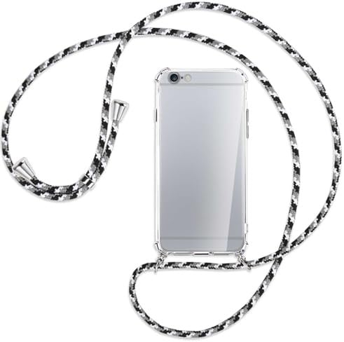 mtb more energy Handykette kompatibel mit Apple iPhone 6, iPhone 6S (4.7'') - Camouflage weiß - Smartphone Hülle zum Umhängen - Anti Shock Full TPU Case