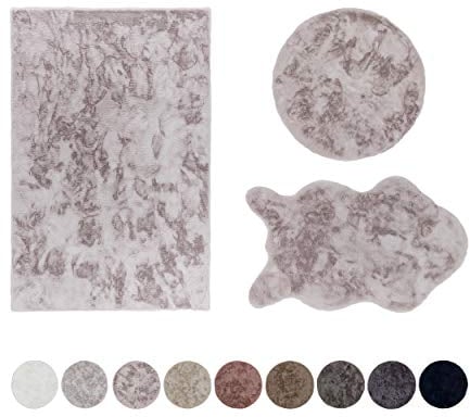 Schöner Wohnen Kollektion Hochwertiger Kunstfell Teppich flauschig - Teppich Wohnzimmer - Hochflorteppich Lammfell Schaffell - Dekofell rechteckig Taupe 80 x 150 cm