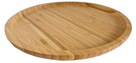 Bamboo Wooden Round Tray 30cm Large Platter for Tea Coffee Food Home Decoration - Lap Serving Tray for Eating - Decorative Wooden Plate Serving Board