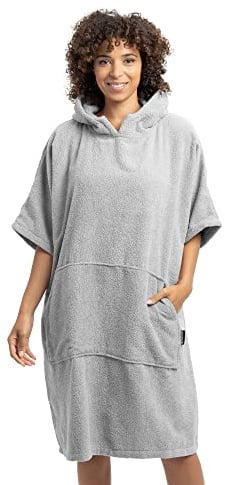HOMELEVEL Badeponcho Damen und Herren - Surf Poncho aus 100% Baumwolle - Tuch für Erwachsene - Unisex Bademantel - Badetuch mit Kapuze