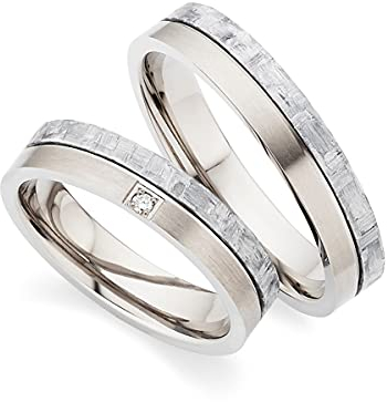 123traumringe Eheringe in Carbon & Titan I Partnerringe mit Brillant & Etui I Gravierbare Eheringe mit Ringgröße 50-70 mm I Hochwertige Verlobungsringe in 4,5 mm Breite & 1,8 mm Stärke