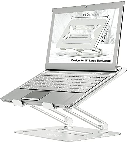 urmust Adjustable Laptop Stand for Desk Aluminum Computer Stand for Laptop Riser Holder Notebook Stand Compatible with MacBook Air Pro Ultrabook All Laptops 11-17(Silver)