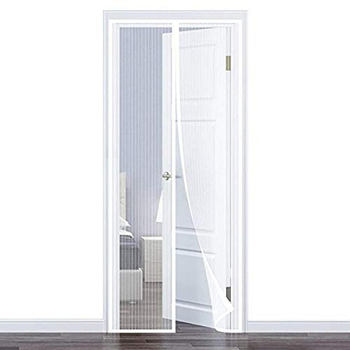 Tenda Zanzariera Magnetica, Strisce Bianche 235X210cm Chiusura Automatica Tenda Zanzariera,a Strisce Anti Zanzare Insetti per Porte di Soggiorno Camera da Letto Casa
