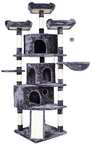 Hey-brother Rascador para gaots XXL, árbol para Gatos con 3 acogedoras Perchas, Gris Ahumado EMPJ032G
