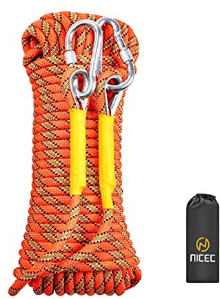 Nice C Corde d'escalade, Corde d'escalade Statique, équipement d'escalade de Corde d'évasion 10 mm 32 pieds/64 pieds/96 pieds/160 pieds/230 pieds/500 pieds/985 pieds/1000 Pieds (20 m/64 Pieds)