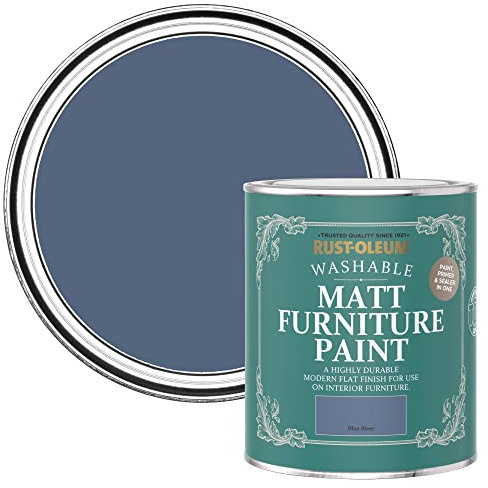 Rust-Oleum Blue Furniture Paint in Matt Finish - Blue River 750ml