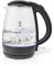 Ex-Pro Electric Kettle, 1.7L Glass Jug with Blue LED Illumination, 360° Swivel Base, Fast Boil, Auto Shut-Off and Boil-Dry Protection, 2200W, Cordless, Black