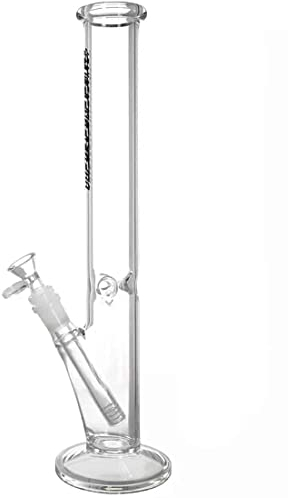 Heisenberg Payday Black 4mm Glasbong mit 18.8er Schliff, Kupplung von 18.8 auf 14.5 und 14.5 Trichterkopf, mit Kickloch und Eiskerben