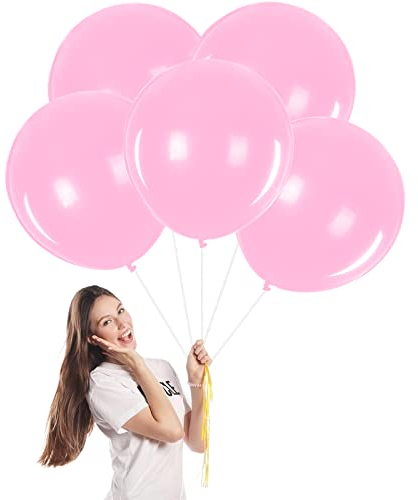 Globos Rosado 18 Pulgadas,5 Globos de Helio Rosado Mate,Globos de Látex Rosado Balloons para Party Decoration,Cumpleaños,Revelación de Género,Despedida de Soltera,Bautizos Comunion Baby Shower