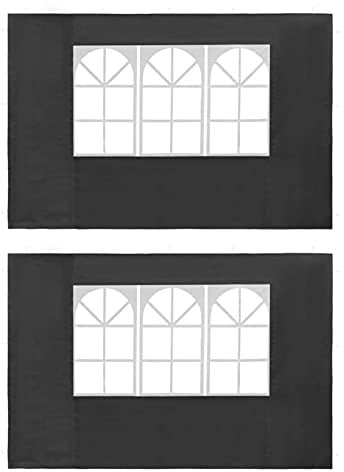 Tidyard 2er Set PE Seitenteil für Partyzelt Pavillon Gartenzelt Bierzelt 300 x 195 cm Seitenwand mit Fenster, UV- und Wasserbest?ndigem, Grau