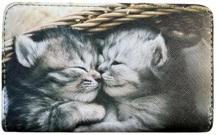 Love EMVY Damen Kätzchen Ziehharmonika Geldbörse Katze Kätzchen, Grau (2 Kätzchen), M, Katze