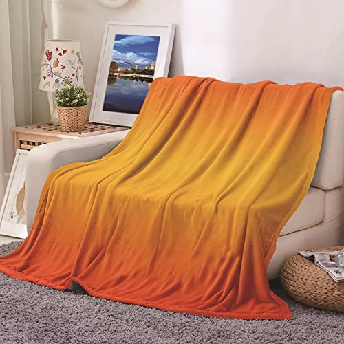 Fleecedecke 150x200 Teenager, Throw Blanket Flanell Farbverlauf Orange Kuscheldecke Farbverlauf Orange Flanelldecke Wohndecke Sofa Bett