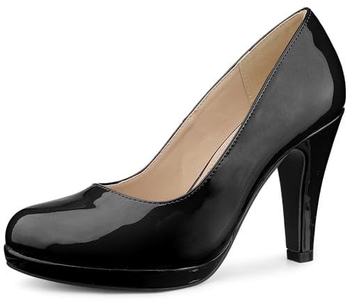 Perphy Round Toe Platform Stiletto Heel Dress Pumps for Women Black 5.5 UK/Label Size 8 US