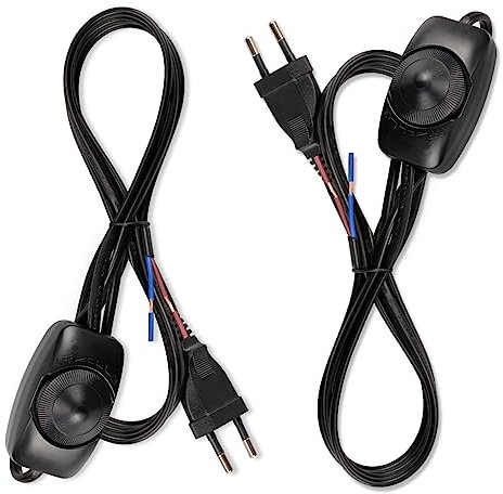 Lamp Cord with Knob Dimmer Switch, Black Wire Plugin, Stripped Ends Ready for Wiring GLADFRESIT, 6 Feet, 180 CM