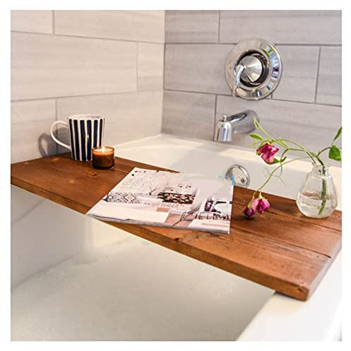 Samnuerly Premium Holz Badewannenablage Caddy Badezimmer-Organizer Luxus-Genuss im Bad Home Spa Badezimmer-Organizer Naturholz-Badewanne (Breite: 30cm) (60x30x2cm)