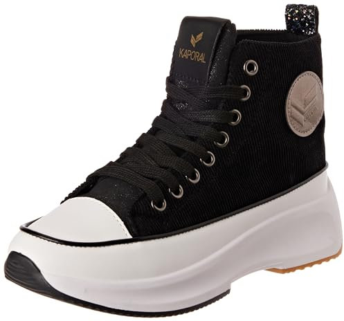 KAPORAL Femme Christa Chaussures DETENTE Tennis Lacet, Noir-Velours, 37 EU