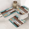 Set 3 Teilig Badvorleger Ozean-Küstenstrand-Seestern-Retro- Mosaik-Rattext Waschbar Bade-Matte+Kontur+Wc-Deckelabdeckung Anti-Rutsch Badgarnitur Badematten Für Dusche Badewanne Badezimmer