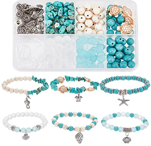 Sunnyclue 1 Box Zum Selbermachen 6 Stück Schildkröten Perlen Perlen Armbänder Herstellungs Set Schildkröten Anhänger Sommer Hawaii Ozean Seestern Seepferdchen Muschel Anhänger Für Schmuckherstellung E