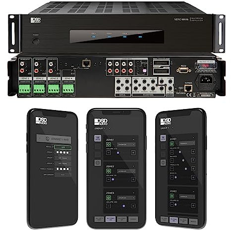 OSD Audio Nero Max8:4-Zonen, 4-Source-Verstärker 80W Leistung, Multi-Room Audio-Steuerung, App-Integration für iOS & Android, Erweiterung bis zu 12 Zonen, Control4 Driver Support