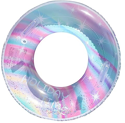 Anello da nuoto gonfiabile, anello da nuoto con manico, galleggiante per bambini, in PVC, per l'estate in spiaggia, per feste (trasparente)