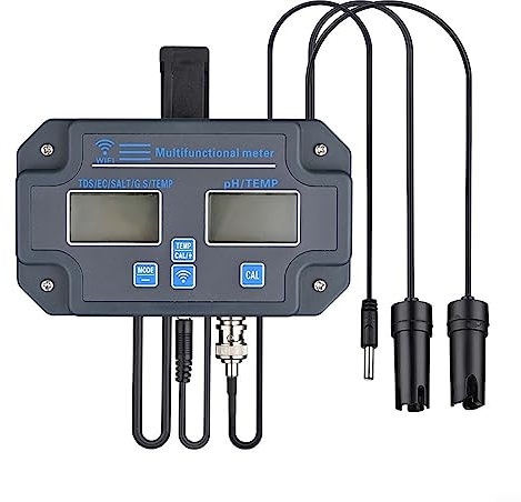 DAZZLEEX Testeur de qualité de l'eau de piscine, 6 en 1 numérique WiFi pH Ec Temp Testeur de qualité de l'eau pour Tuya App Contrôle pour aquarium/bassin (UE)