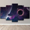 5 teiliges wandbild Schwarzes Loch-Galaxie-Planeten-Weltraum-Poster 5 stück leinwand wandkunst,5 teilig leinwand wanddeko,leinwanddruck 5 teilig bilder wohnzimmer modern groß,mit rahmen,100x55cm